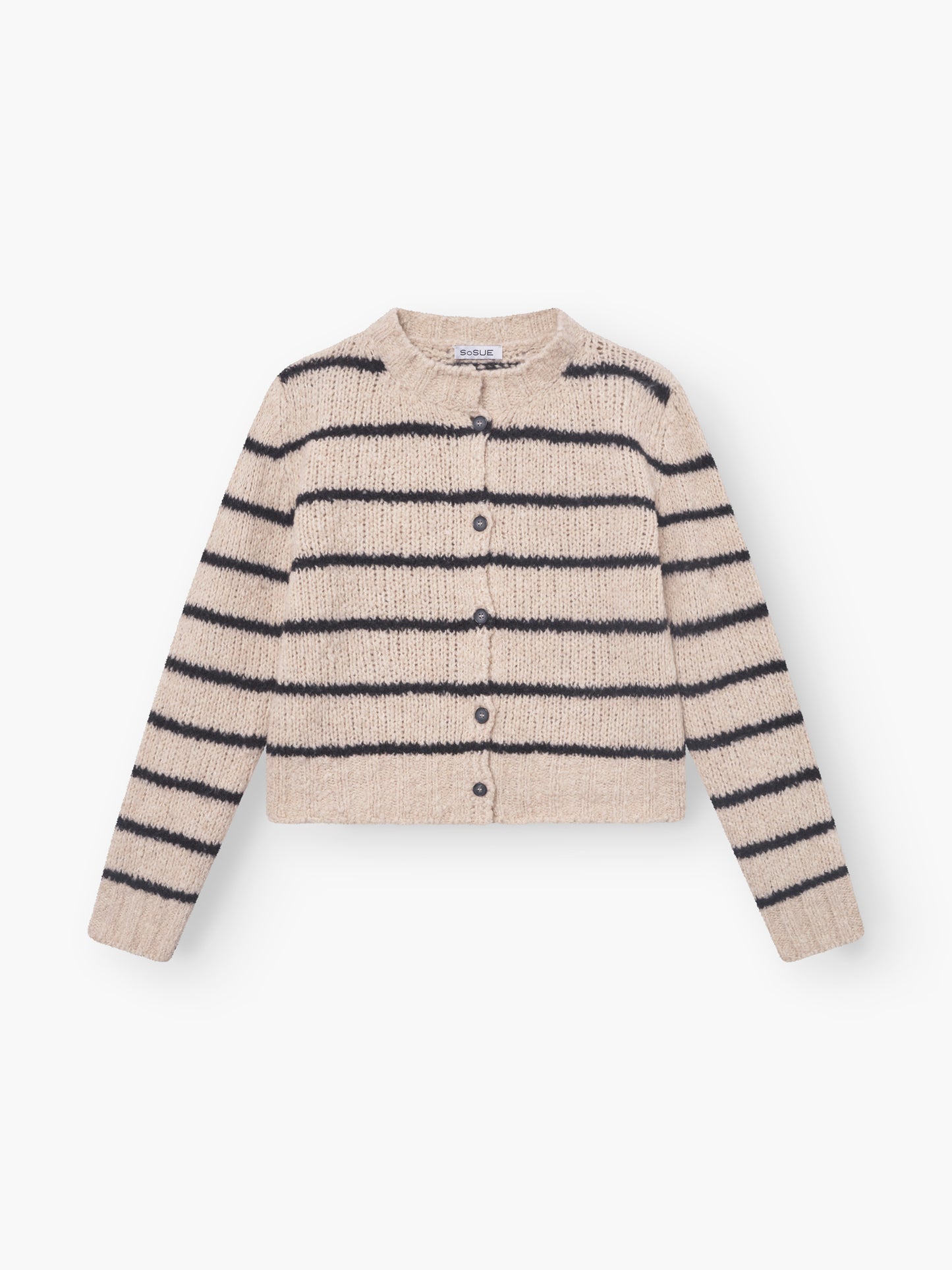 Cardigan beige mit schwarzen Streifen