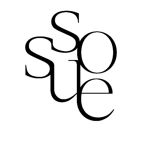 Stilisierte schwarze Buchstaben auf weißem Hintergrund buchstabieren "Sout" mit sich überschneidenden und miteinander verbundenen Buchstaben, die ein abstraktes Design bilden.