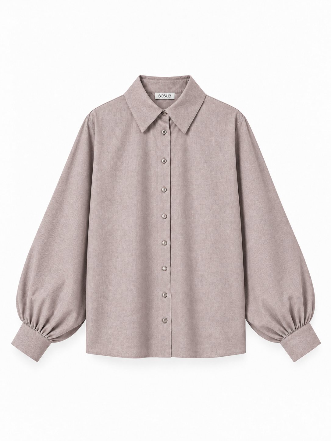 Bluse Antonia Slim Flannel Taupe – langärmeliges Hemd mit Knopfleiste, Kragen und gerafften Manschetten.
