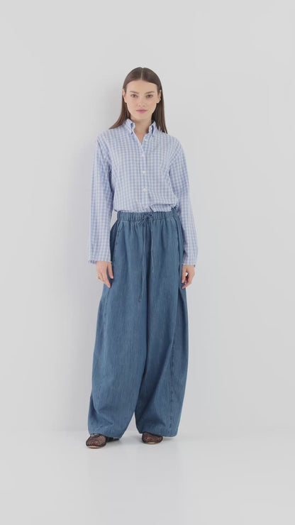 Blouse Casual Check  Blue White Check