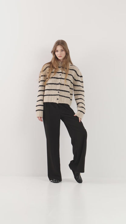 Cardigan Petite Zwart Gestreept