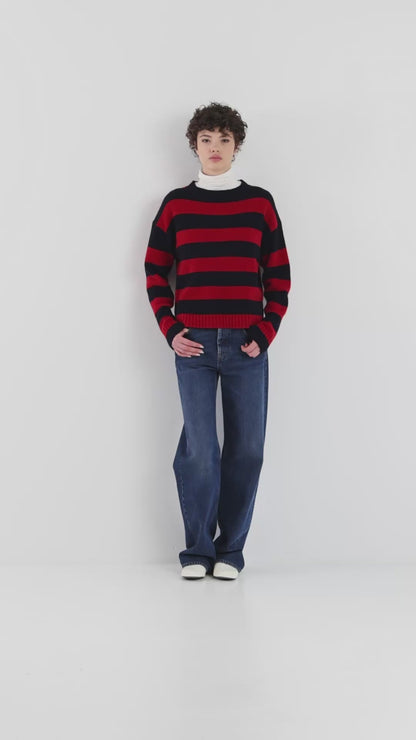 Pullover Red Blue Stripes