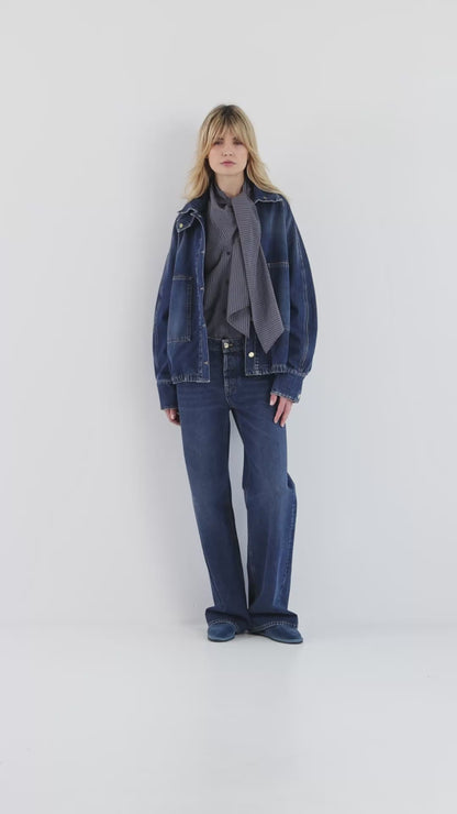 Bomber Oversize in Denim Blu Scuro