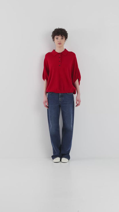 Cowboy Polo Sweater Red
