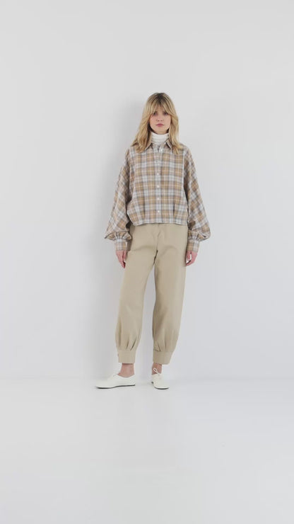 Antonia Short Flannel Check Blouse