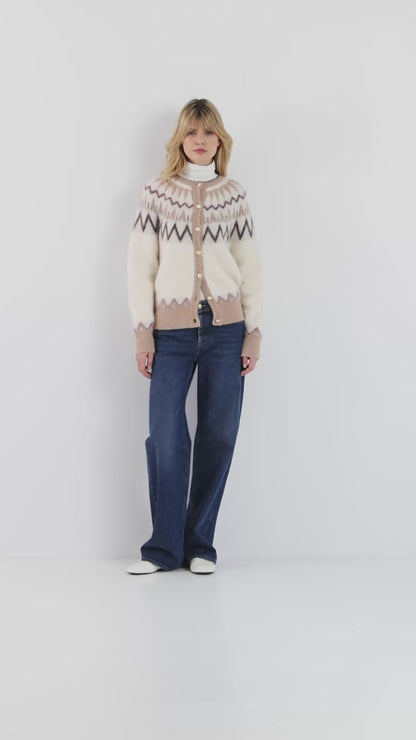 Veste Norvégienne brossée beige écru