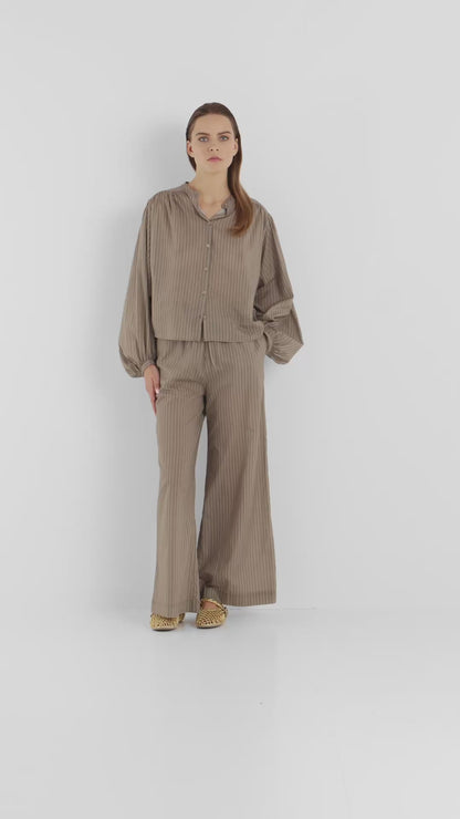 Pants Josy Voile Taupe Stripes