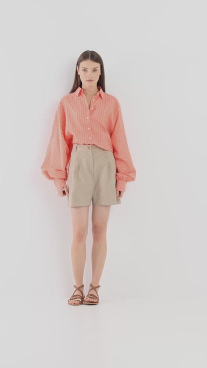 Antonia Short Coral Stripes