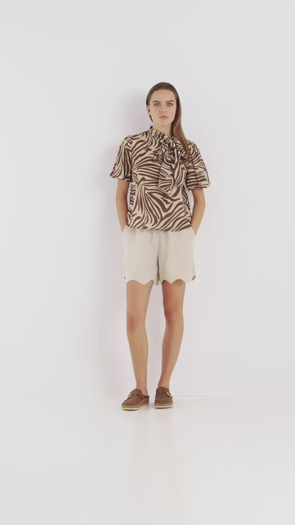 Bluse Bowy Slim Zebra Brown