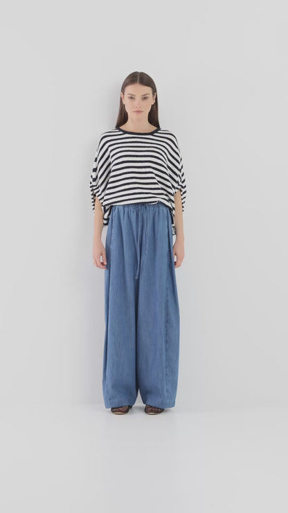 Cowboy tricot rayures bleu blanc