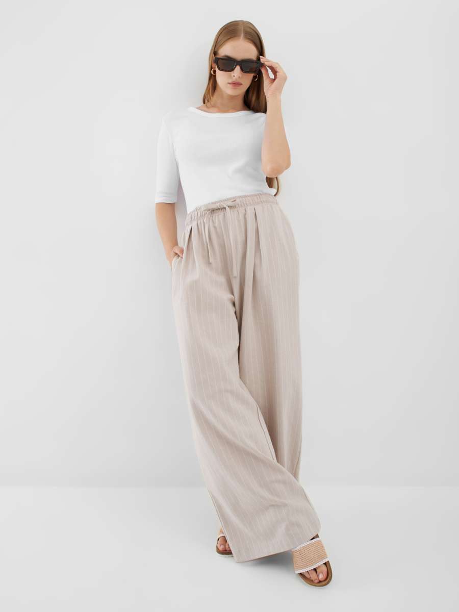 【送料&関税込】Golden  Beige Pinstriped Trousers PINSTRIPED WIDE-LEG TROUSERS - BEIGE | COS