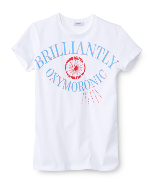 Hipolyta - Weißes Shirt mit Druck/Blau